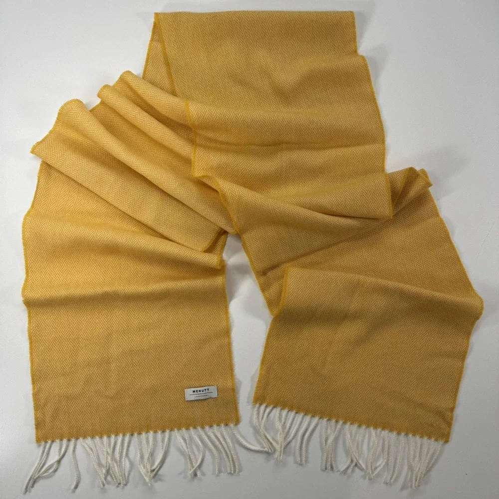 McNutt Donegal Lambswool Scarf Herringbone Yellow Unisex Approx 82